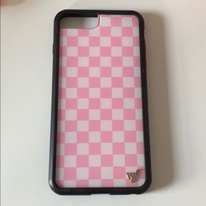 iPhone 8+ pink checkers wildflower case